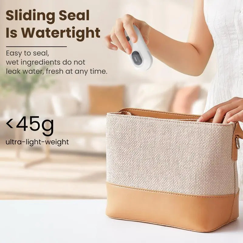 4-In-1 Mini Heat Sealer, USB Rechargeable Kitchen Supplies with Built-In Cutter, Magnetic Design, Portable Snack Bag Sealer & Beer Bottle Opener for Home Food Storage