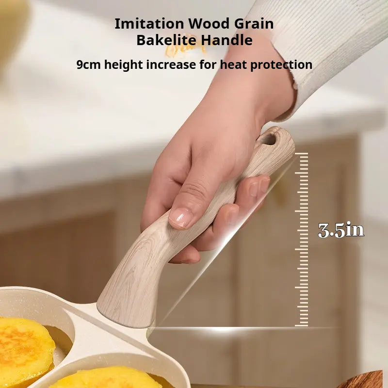 Non-Stick 4-In-1 Breakfast Pan for Frying Eggs, Hamburgers & Scrambled Eggs - Multi-Functional, Fast Heating, Durable, Easy Clean, Space-Saving, Eco-Friendly, with Silicone Strips & Tempered Glass Lid Cookware