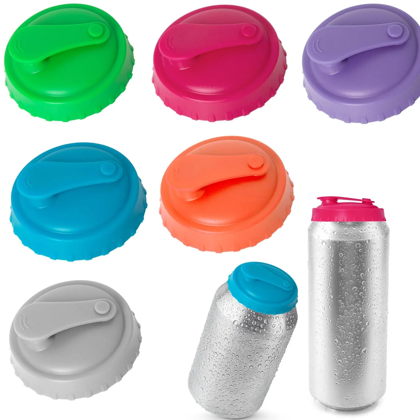 4/6/8-Pack Bpa-Free Soda Can Lids with Straw - Reusable Lids for Seltzer, Juice & Beverage, Silicone Straws Included Drink Covers, Straw Spout Lid Tools for Solving the Sealing of Soda Cans, Essential for Families, Traveling and Picnics