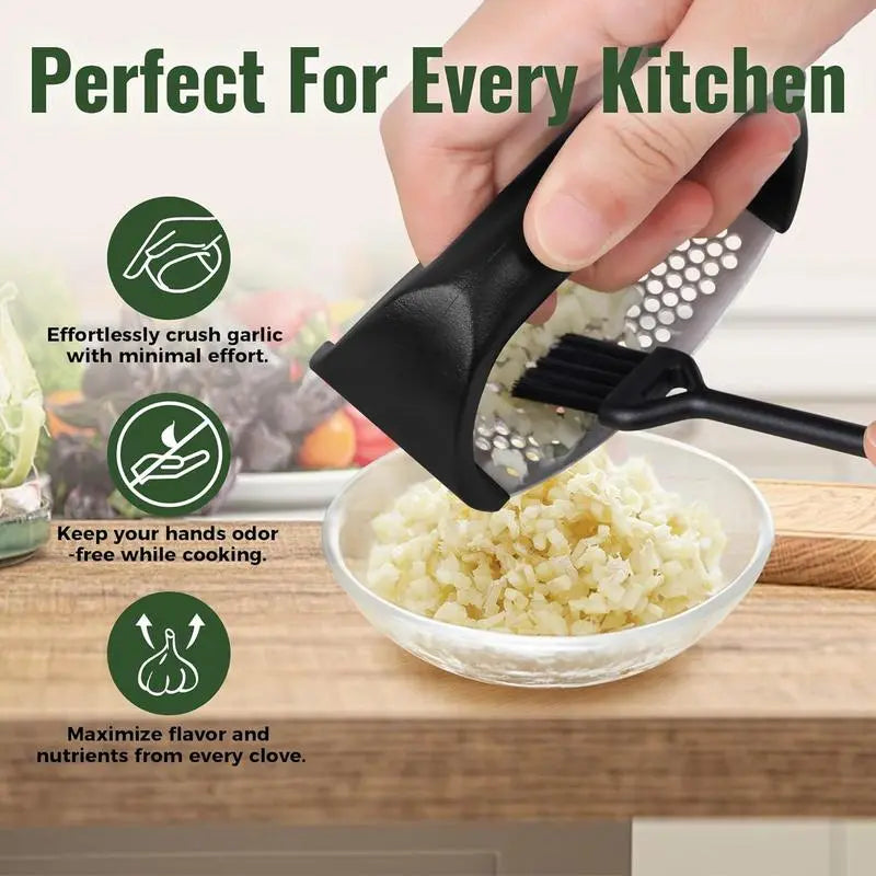 1 Pcs Stainless Steel Garlic Press, Manual Garlic Press, Kitchen Garlic Chopper, Household Kitchen Gadgets