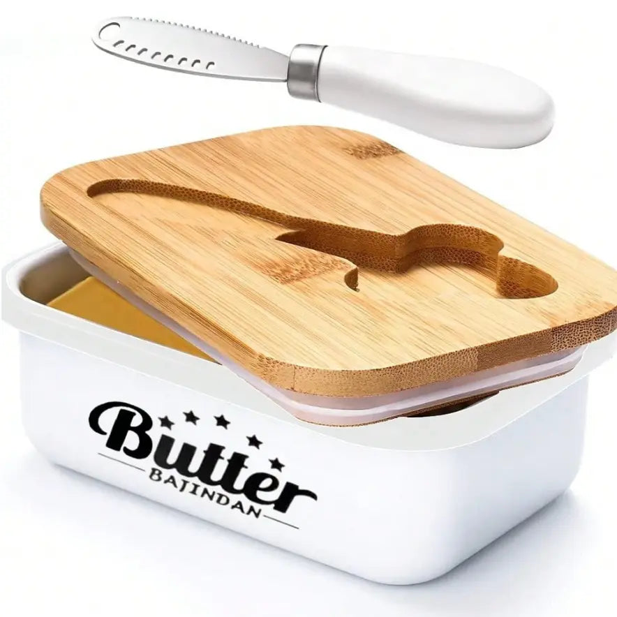 Stainless Steel Butter Dish with Lid and Multipurpose Knife - Large Metal Butter Keeper with Silicone Base for Countertop, Kitchen Storage Organizer, Ideal Gift Kitchenware Utensils