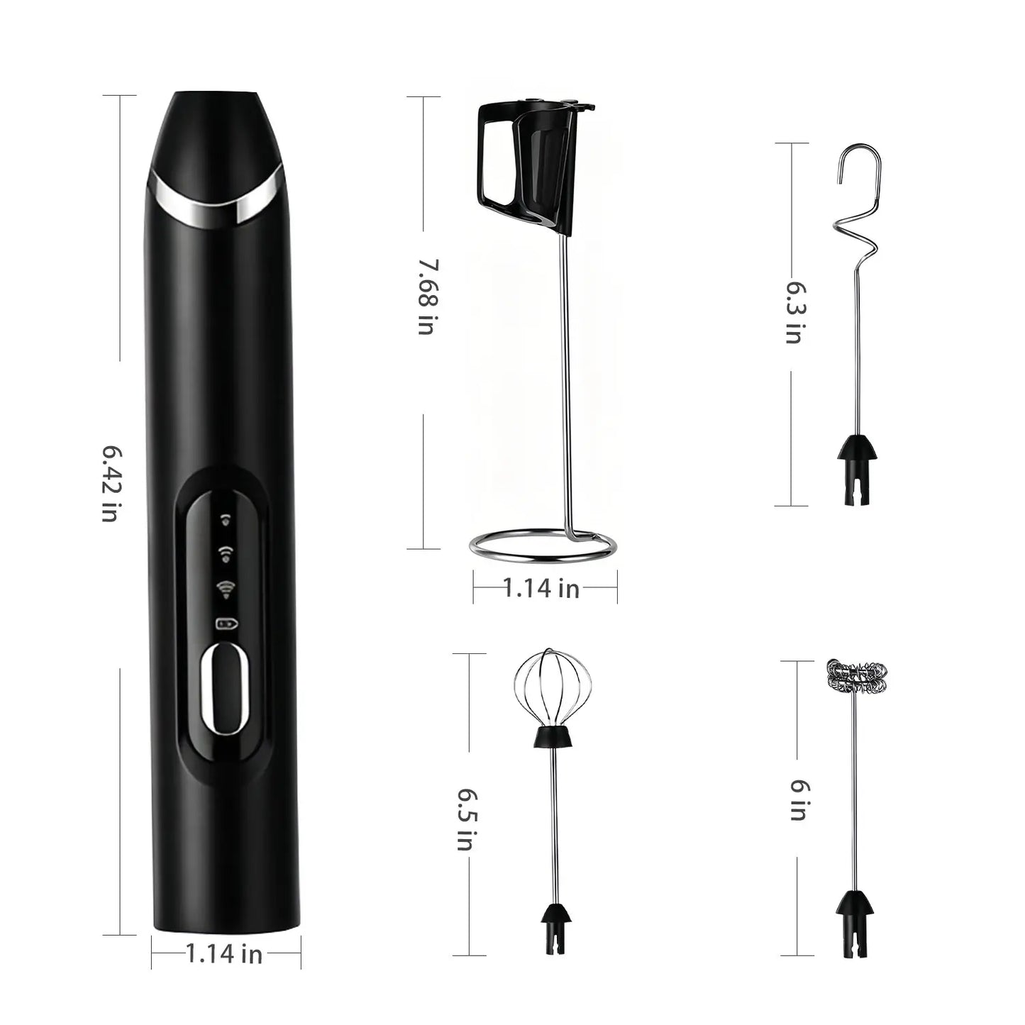 2026 Upgraded Rechargeable Milk Frother – Handheld Electric Coffee Mixer with 3 Whisks, 3 Speed Settings & Storage Stand | Versatile Drink Mixer for Juices, Prebiotic Powders, Lattes, Cappuccinos,Coffee Mixer, Matcha & Eggs (Black)– Christmas Gift