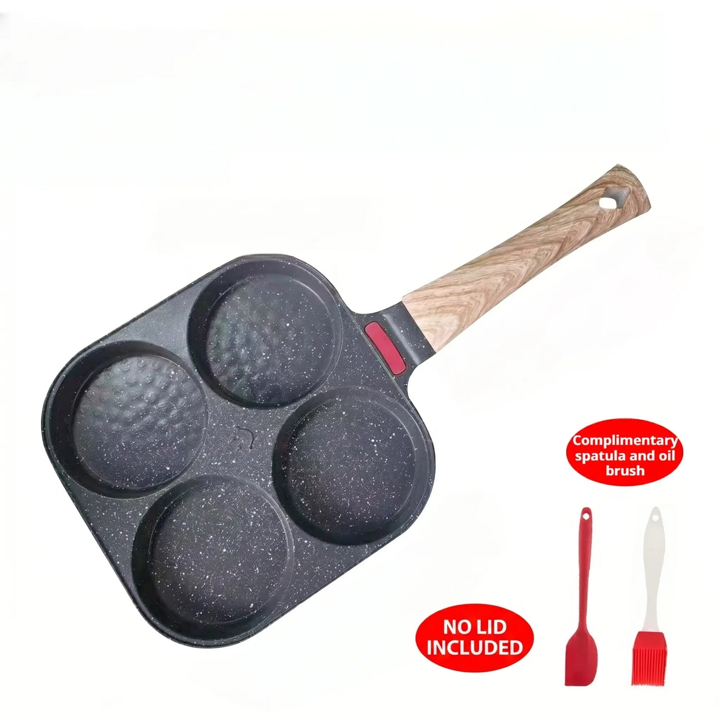 Non-Stick 4-In-1 Breakfast Pan for Frying Eggs, Hamburgers & Scrambled Eggs - Multi-Functional, Fast Heating, Durable, Easy Clean, Space-Saving, Eco-Friendly, with Silicone Strips & Tempered Glass Lid Cookware