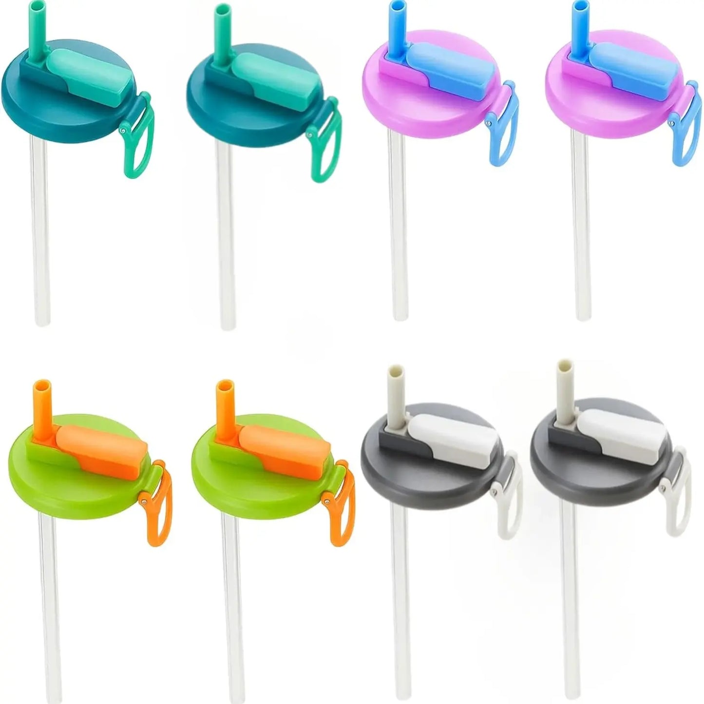 4/6/8-Pack Bpa-Free Soda Can Lids with Straw - Reusable Lids for Seltzer, Juice & Beverage, Silicone Straws Included Drink Covers, Straw Spout Lid Tools for Solving the Sealing of Soda Cans, Essential for Families, Traveling and Picnics