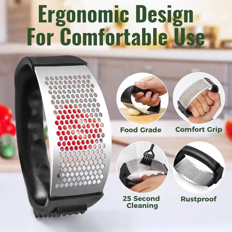1 Pcs Stainless Steel Garlic Press, Manual Garlic Press, Kitchen Garlic Chopper, Household Kitchen Gadgets