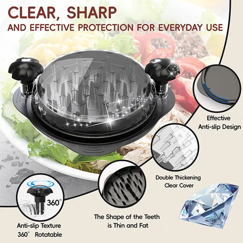 XL Chicken Shredder Tool Twist 11 Inch Large Capacity Meat Shredder Bowl with Visible Lid Ergonomic Handle Strong Non Slip Base Dishwasher Safe Kitchen Gadget for Chicken Pork Beef Vegetables Meal Prep Elegant Black