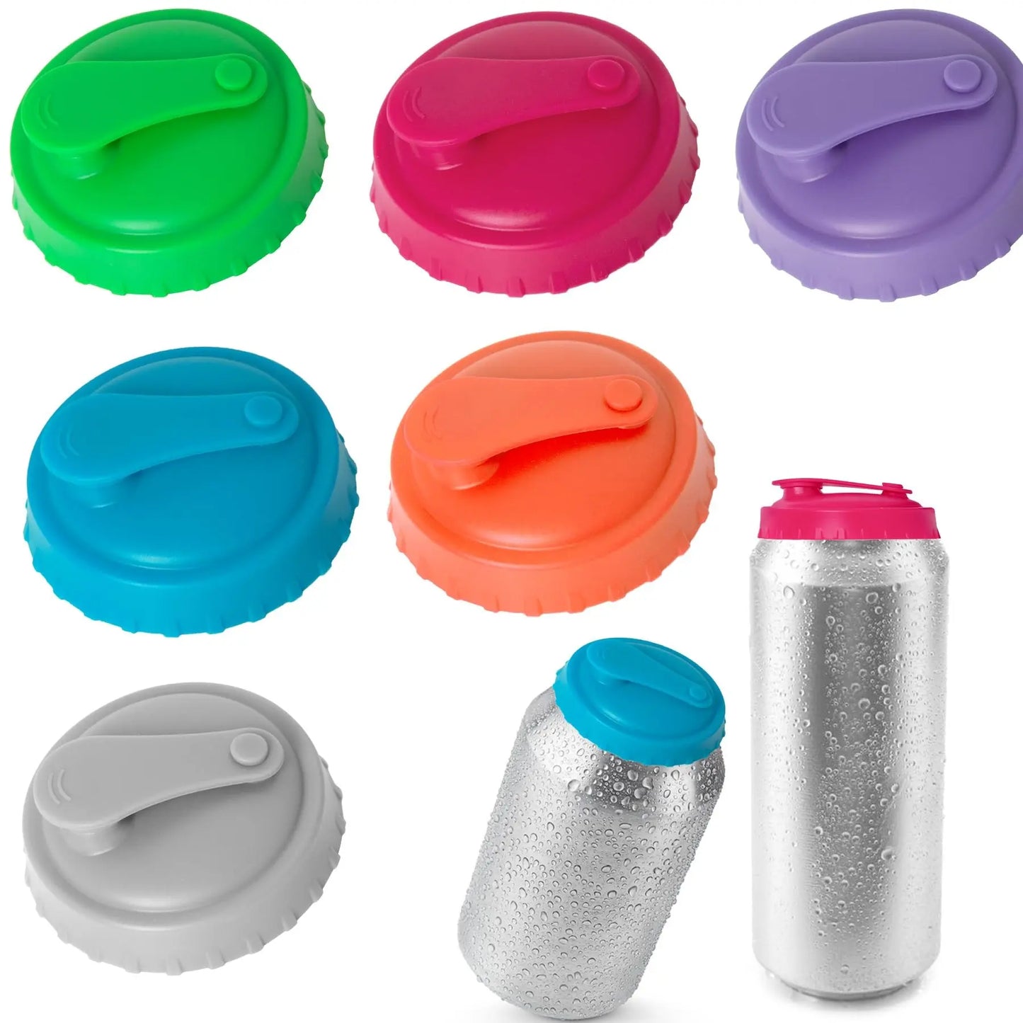 4/6/8-Pack Bpa-Free Soda Can Lids with Straw - Reusable Lids for Seltzer, Juice & Beverage, Silicone Straws Included Drink Covers, Straw Spout Lid Tools for Solving the Sealing of Soda Cans, Essential for Families, Traveling and Picnics