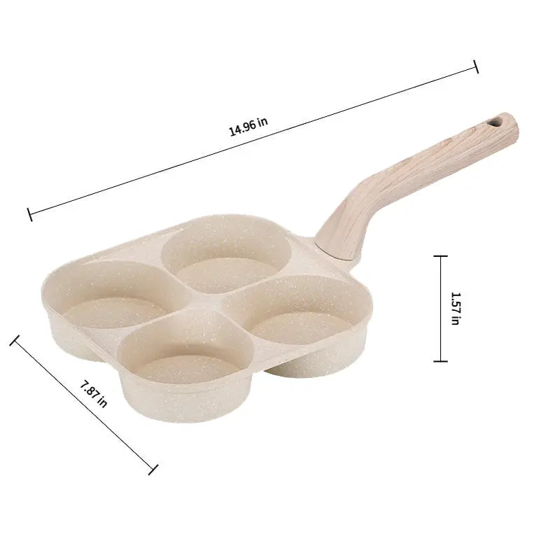 Non-Stick 4-In-1 Breakfast Pan for Frying Eggs, Hamburgers & Scrambled Eggs - Multi-Functional, Fast Heating, Durable, Easy Clean, Space-Saving, Eco-Friendly, with Silicone Strips & Tempered Glass Lid Cookware