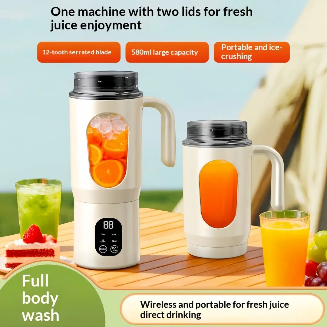 580ML Portable Juicer with LED Display USB Rechargeable Handheld Juice Blender 22000 RPM Self-Cleaning Bpa-Free for Smoothies and Juices with Ice Crush Function
