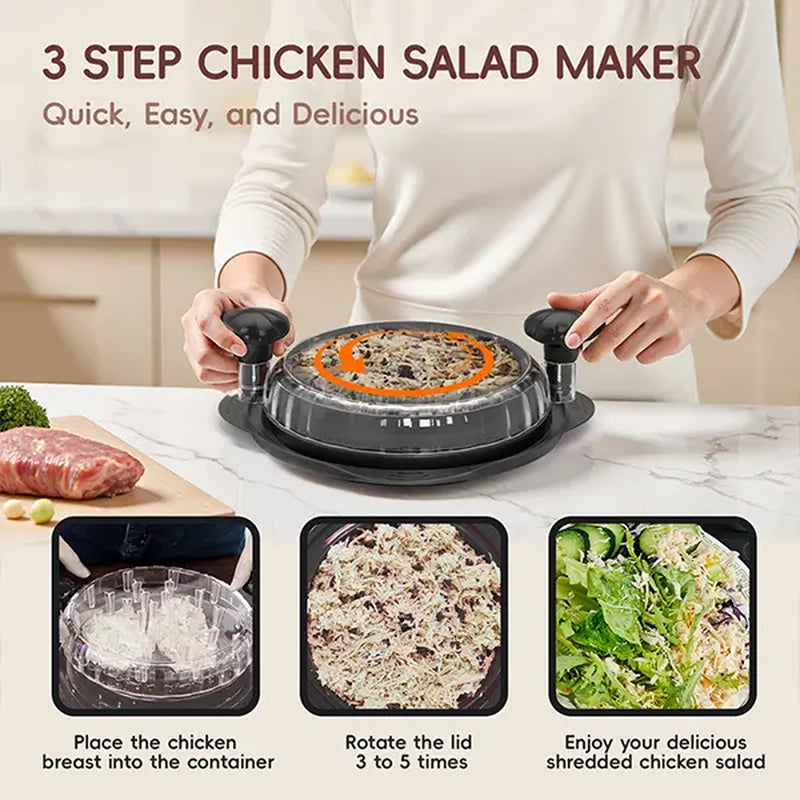 XL Chicken Shredder Tool Twist 11 Inch Large Capacity Meat Shredder Bowl with Visible Lid Ergonomic Handle Strong Non Slip Base Dishwasher Safe Kitchen Gadget for Chicken Pork Beef Vegetables Meal Prep Elegant Black