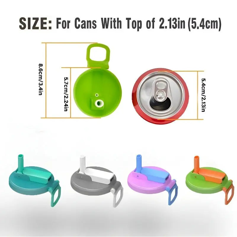 4/6/8-Pack Bpa-Free Soda Can Lids with Straw - Reusable Lids for Seltzer, Juice & Beverage, Silicone Straws Included Drink Covers, Straw Spout Lid Tools for Solving the Sealing of Soda Cans, Essential for Families, Traveling and Picnics