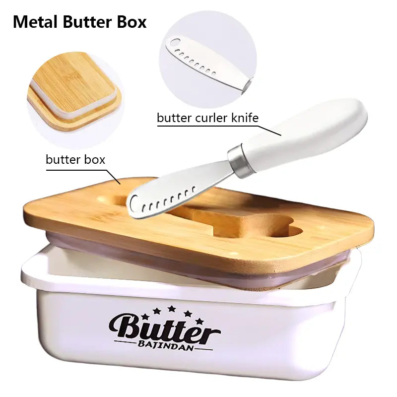 Stainless Steel Butter Dish with Lid and Multipurpose Knife - Large Metal Butter Keeper with Silicone Base for Countertop, Kitchen Storage Organizer, Ideal Gift Kitchenware Utensils