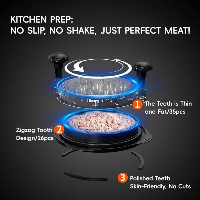 XL Chicken Shredder Tool Twist 11 Inch Large Capacity Meat Shredder Bowl with Visible Lid Ergonomic Handle Strong Non Slip Base Dishwasher Safe Kitchen Gadget for Chicken Pork Beef Vegetables Meal Prep Elegant Black