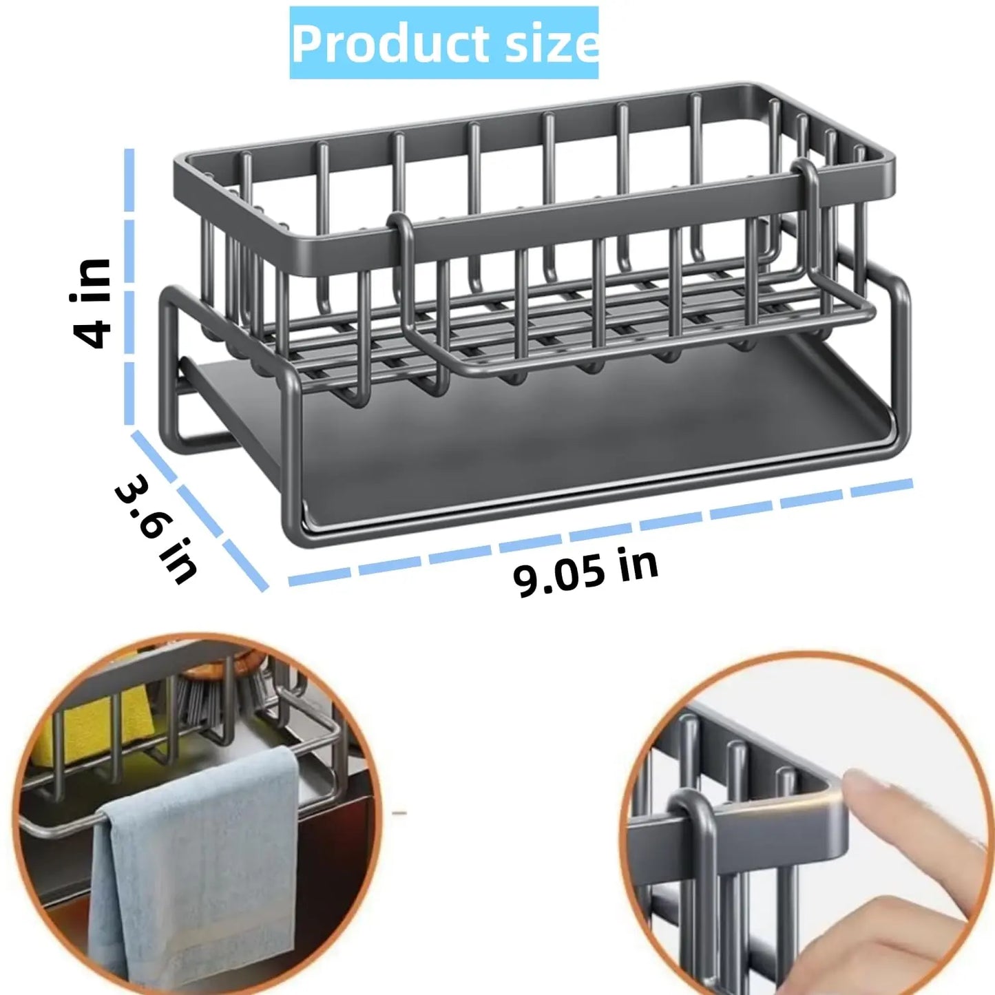 2026 New Upgrade Sink Drying Rack Gadgets,Stainless Metal Sponge Drain Holder,Multifunctional Durable Storage Rack,Rust Prevention Storage Organizer,Household Essentials,Fall Decor,Kitchen Accessories,Gift for Mother'S Day