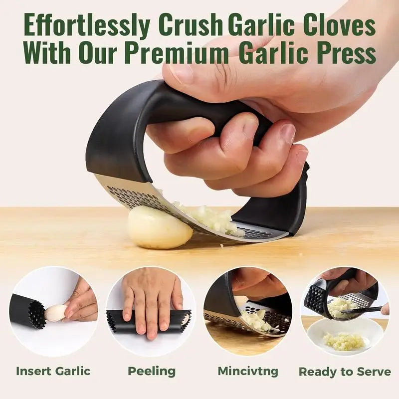 1 Pcs Stainless Steel Garlic Press, Manual Garlic Press, Kitchen Garlic Chopper, Household Kitchen Gadgets