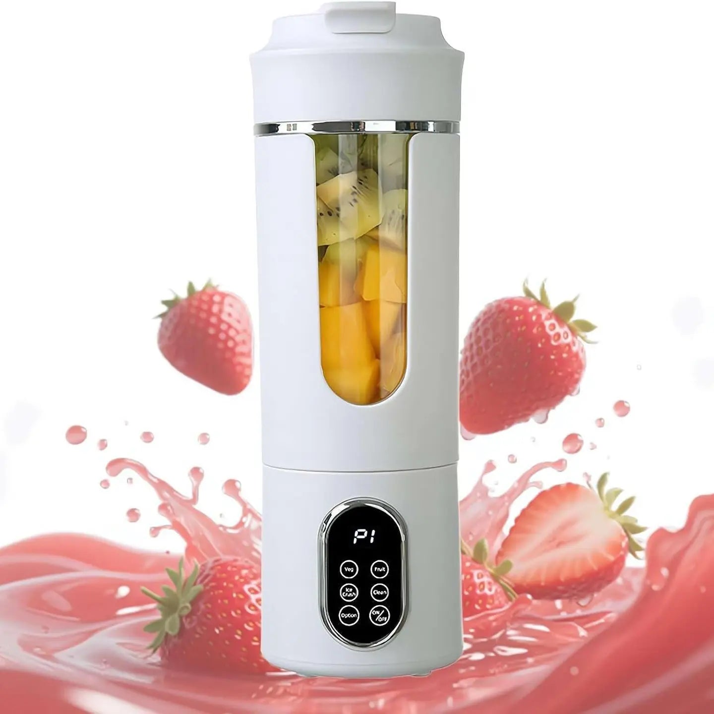 580ML Portable Juicer with LED Display USB Rechargeable Handheld Juice Blender 22000 RPM Self-Cleaning Bpa-Free for Smoothies and Juices with Ice Crush Function
