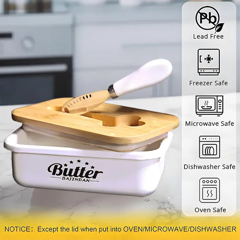 Stainless Steel Butter Dish with Lid and Multipurpose Knife - Large Metal Butter Keeper with Silicone Base for Countertop, Kitchen Storage Organizer, Ideal Gift Kitchenware Utensils