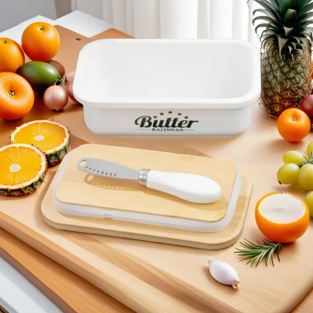 Stainless Steel Butter Dish with Lid and Multipurpose Knife - Large Metal Butter Keeper with Silicone Base for Countertop, Kitchen Storage Organizer, Ideal Gift Kitchenware Utensils