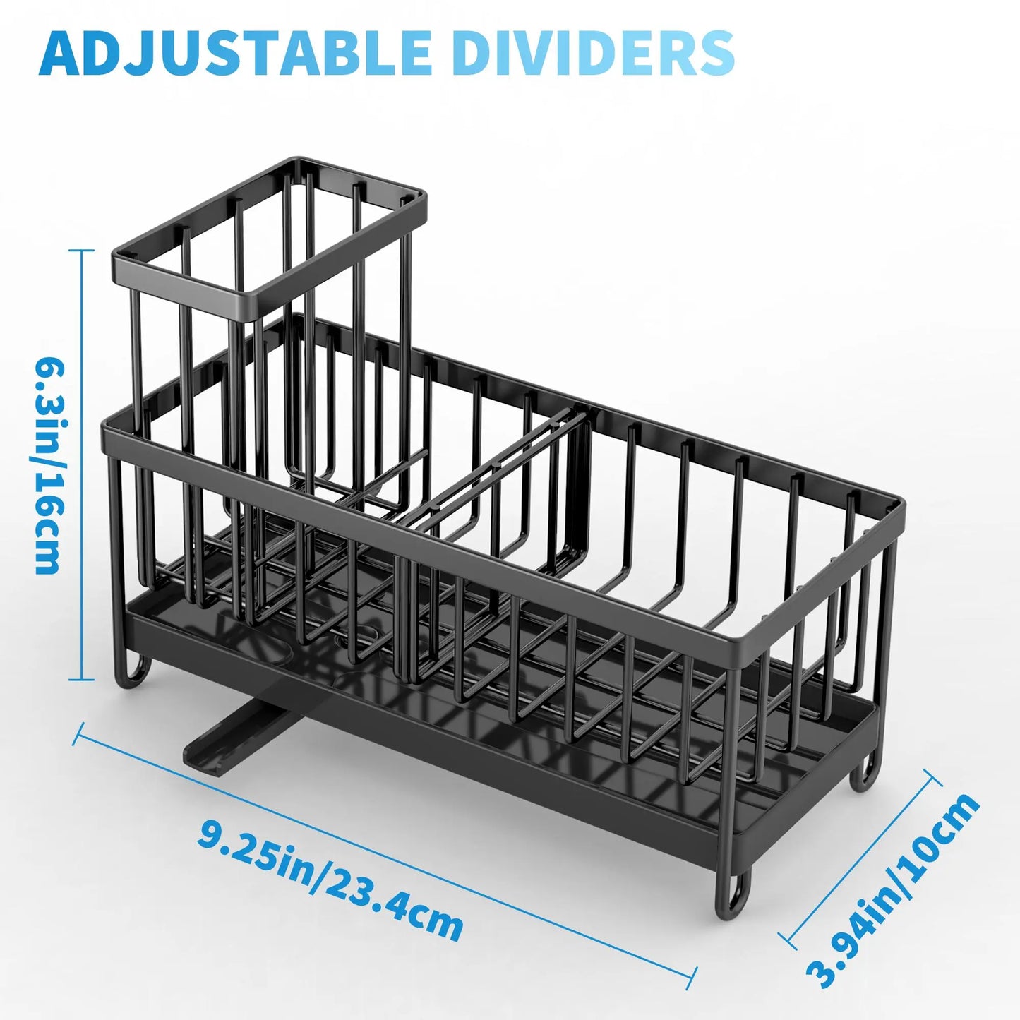 Kitchen Sink Storage Rack, 1 Count Kitchen Sponge Holder with Detachable Brush Holder, Multifunctional Kitchen Storage Rack for Home, Dish Drying Organiser