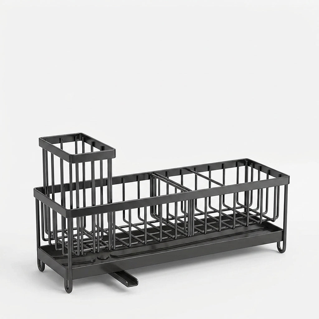 Kitchen Sink Storage Rack with Detachable Brush Holder – Multifunctional Sponge Organizer